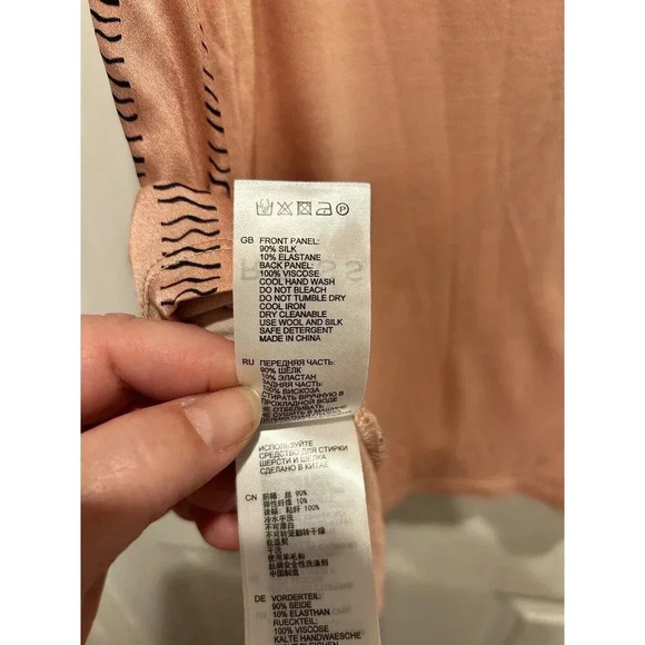 Reiss Remy Silk Front Striped Tank Large Peachy Pink - Picture 6 of 6